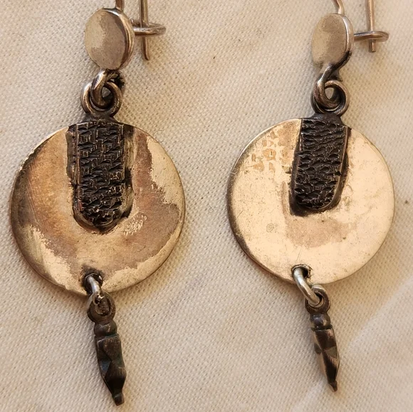 Set of handmade sterling silver drop earrings made in Turkey - Picture 1 of 7